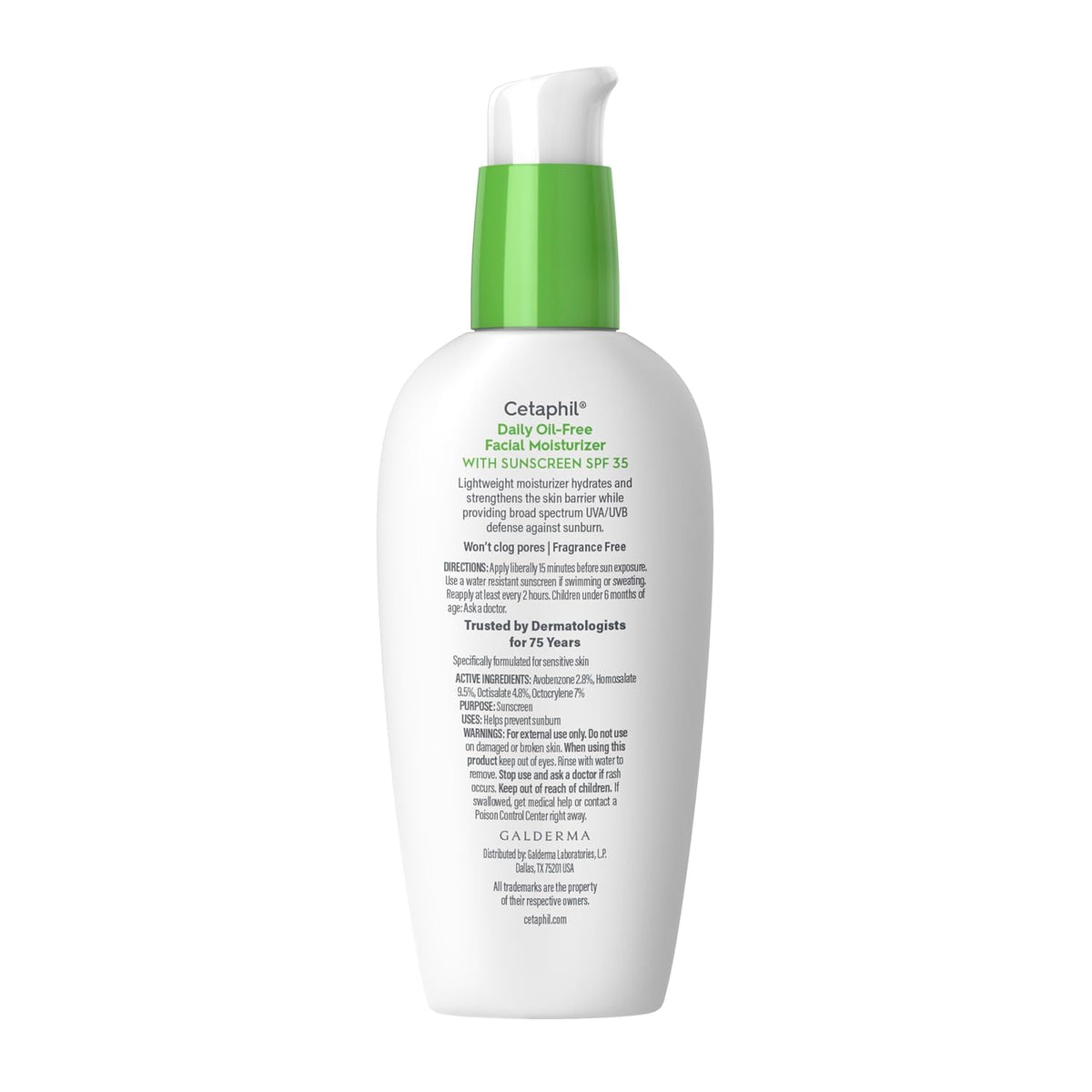 Cetaphil Daily Oil-Free Facial Moisturizer with Sunscreen, SPF 35, Fragrance Free, 3 fl oz (88 ml)