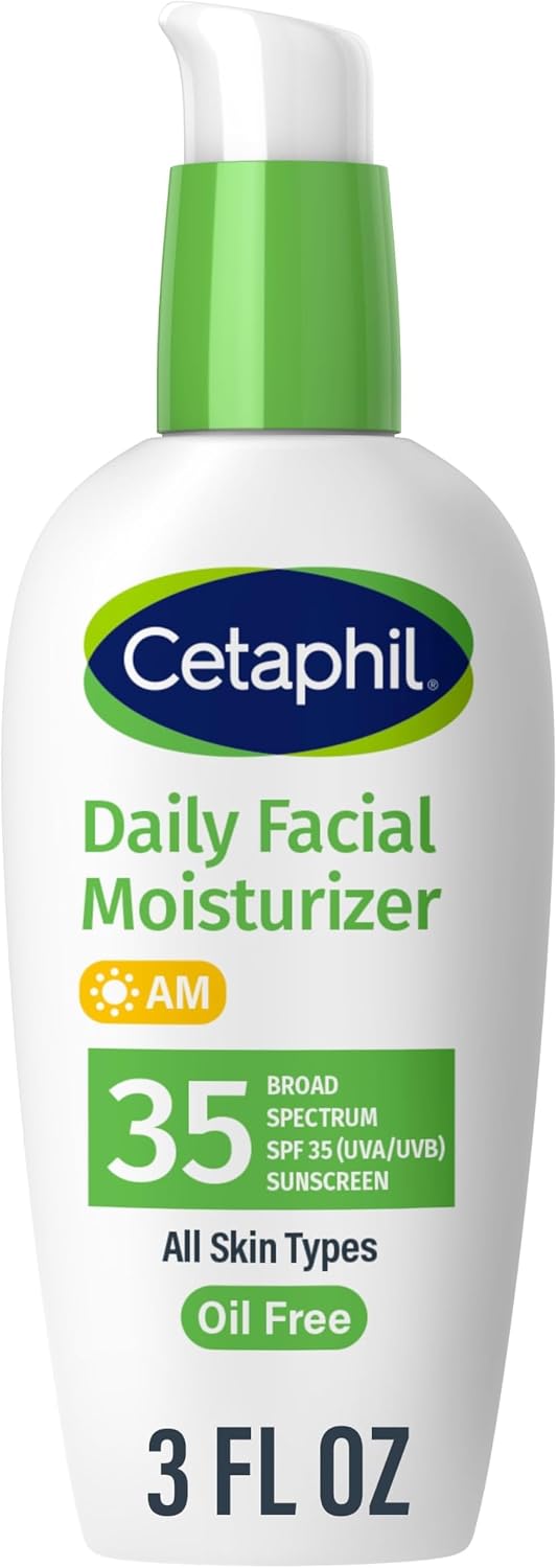 Cetaphil Daily Oil-Free Facial Moisturizer with Sunscreen, SPF 35, Fragrance Free, 3 fl oz (88 ml)