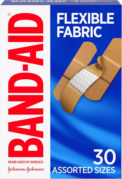 BAND-AID Brand Flexible Fabric Adhesive Bandages, Assorted Sizes, 30 Count