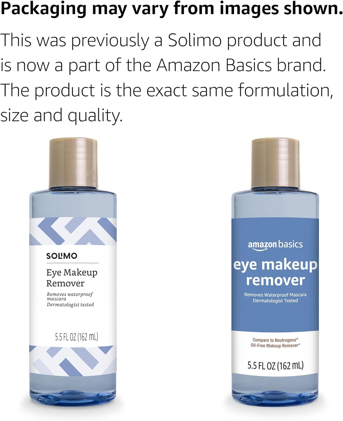 Amazon Basics Eye Makeup Remover – Oil-Free, Removes Waterproof Mascara, Fragrance-Free