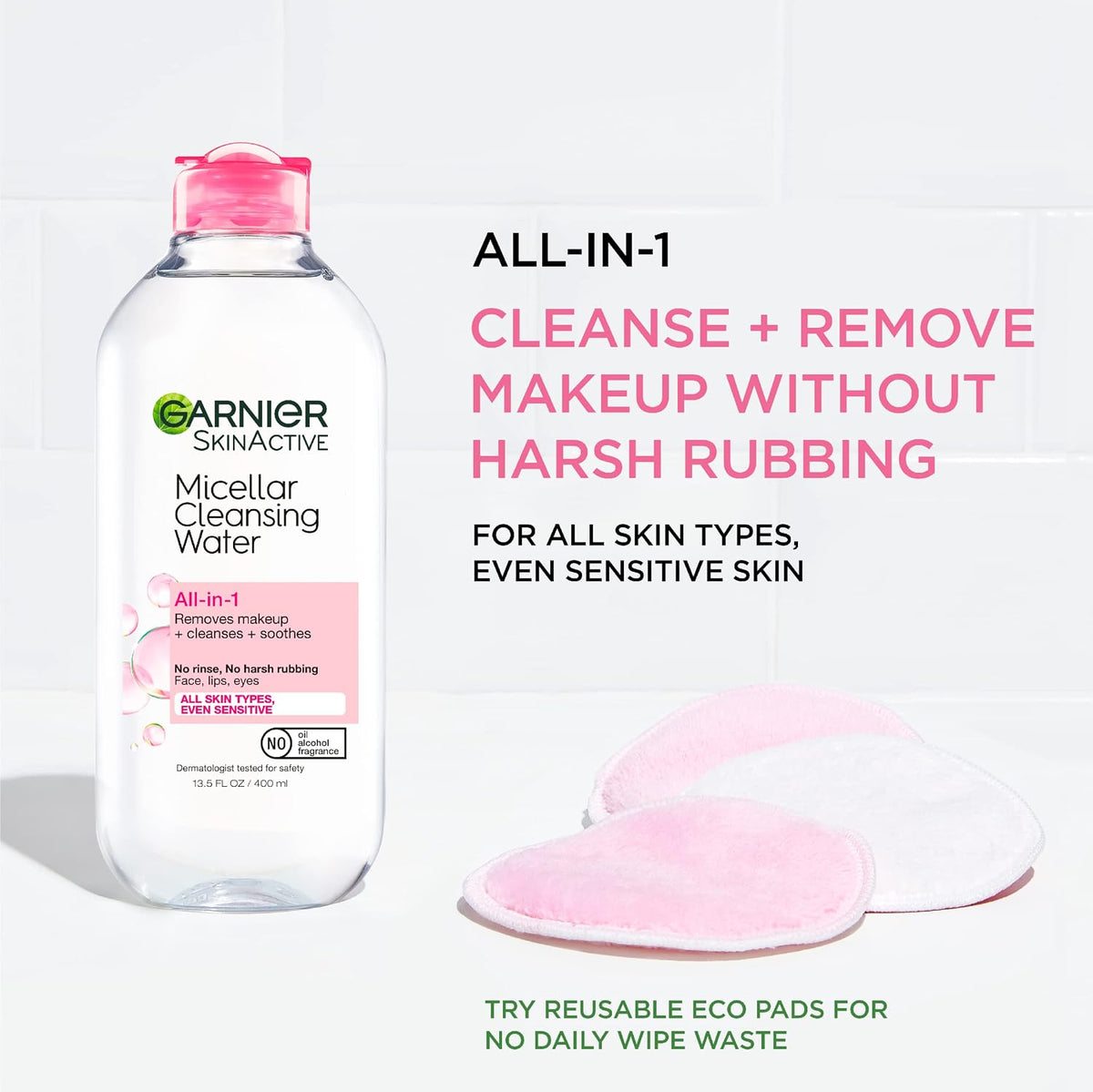 Garnier Micellar Water Hydrating Facial Cleanser & Makeup Remover – Sensitive Skin, Vegan