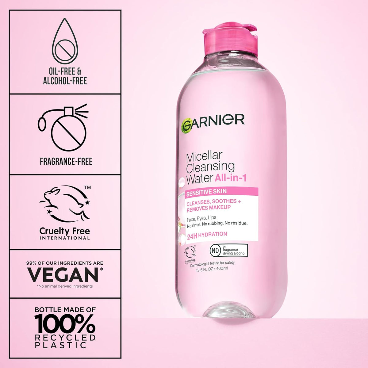 Garnier Micellar Water Hydrating Facial Cleanser & Makeup Remover – Sensitive Skin, Vegan