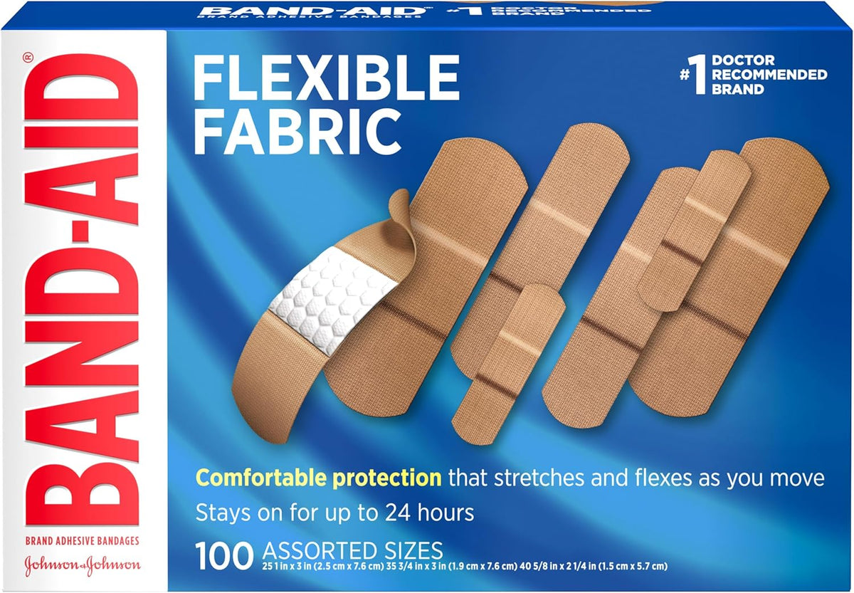 BAND-AID Brand Flexible Fabric Adhesive Bandages, Assorted Sizes, 30 Count