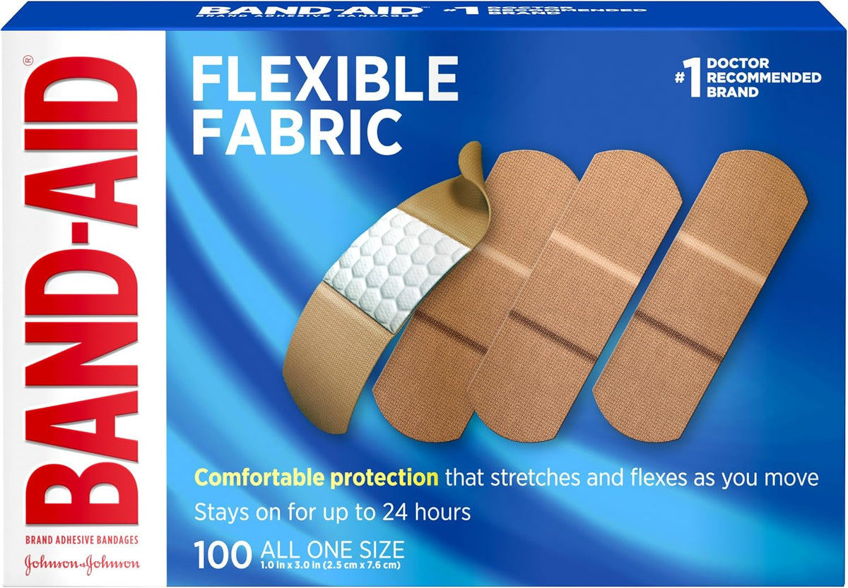 BAND-AID Brand Flexible Fabric Adhesive Bandages, Assorted Sizes, 30 Count