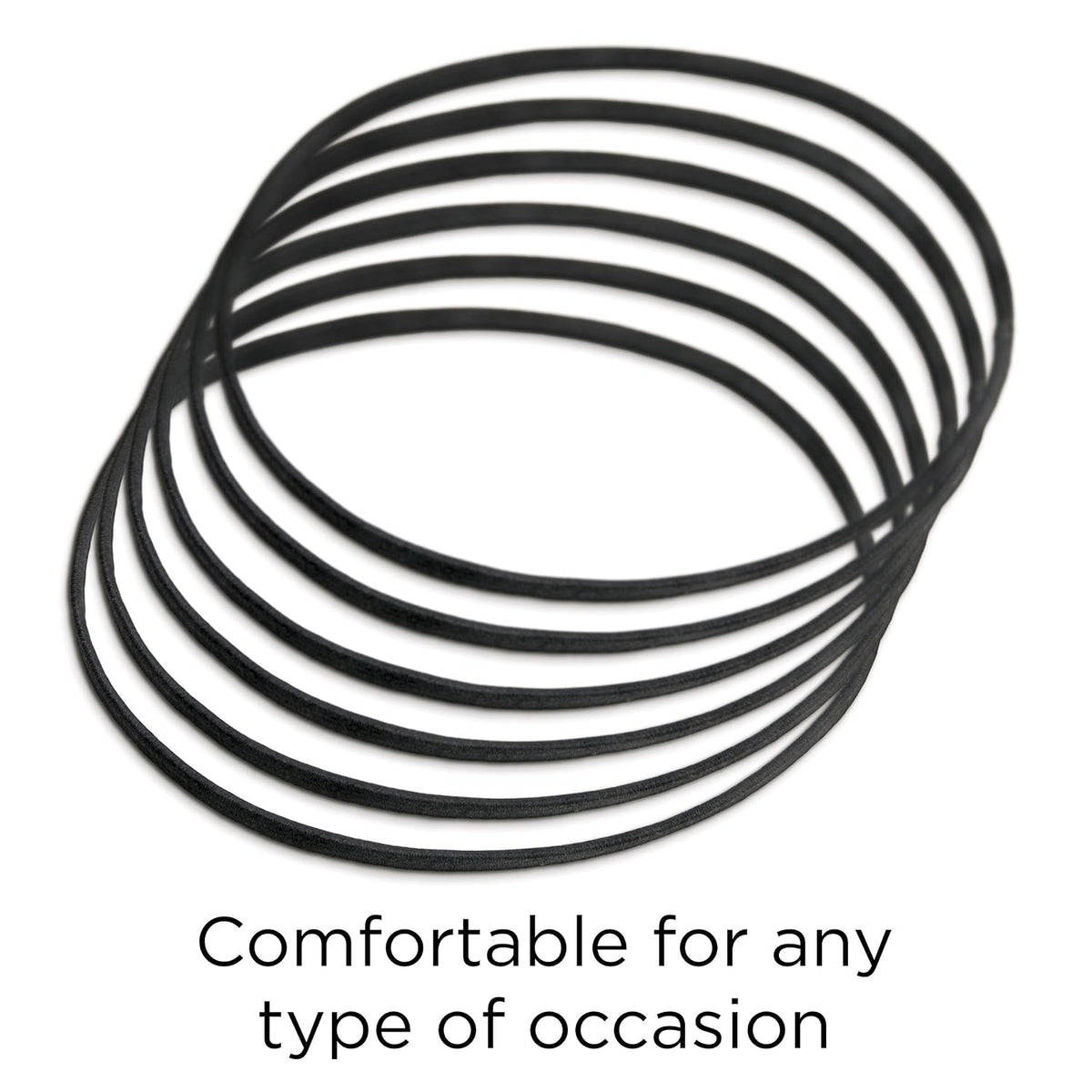 GOODY Women's Ouchless Thin Hair Flat Narrow Headwrap, Black, 6 Count