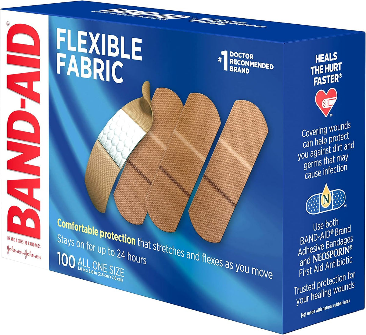 BAND-AID Brand Flexible Fabric Adhesive Bandages, Assorted Sizes, 30 Count