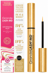 Grande Cosmetics Lash MD serum packaging and applicator on a white background