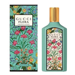 Gucci Flora perfume bottle and packaging with floral design